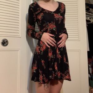 Black floral winter dress